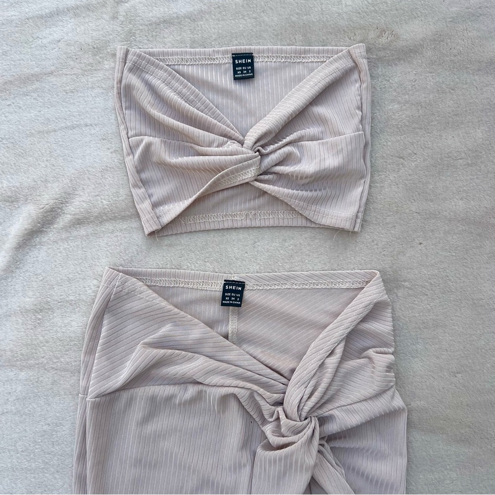 Ribbed Beachy Matching Skirt Set